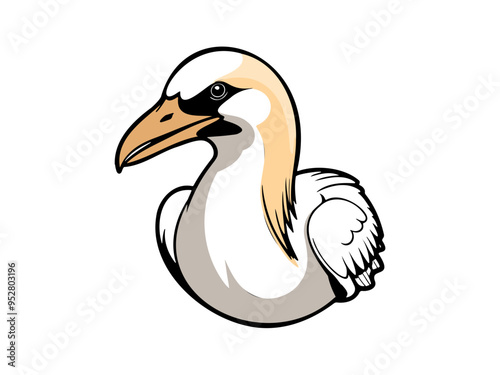 Cartoon of a graceful swan-like bird
