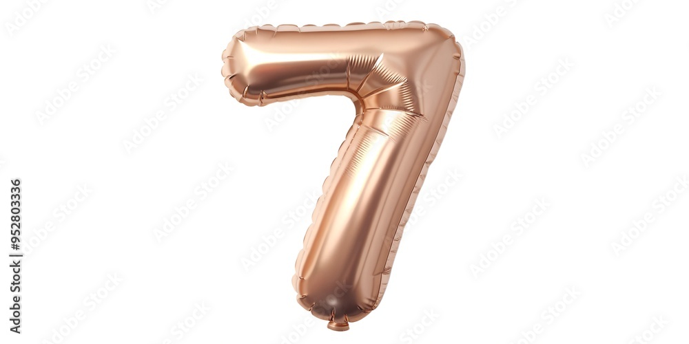 Number 7 balloon made of rose gold color isolated on a transparent background or white background. Number 7 balloon made of rose gold color isolated on a transparent background or white background.