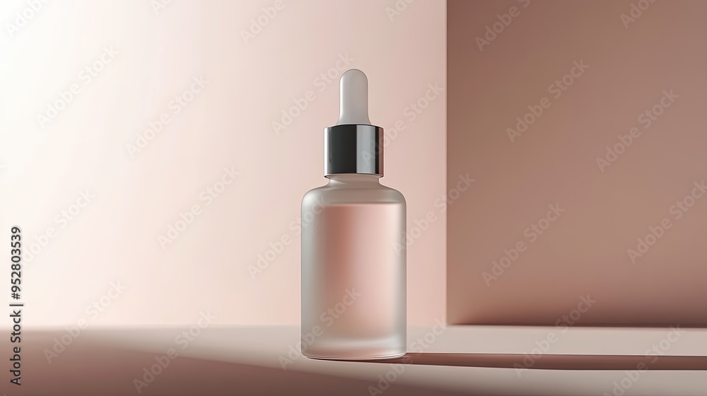 A bottle of perfume is sitting on a table. The bottle is clear and has a silver cap. A bottle of perfume is sitting on a table. The bottle is clear and has a silver cap.