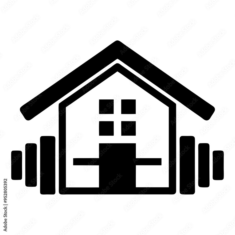 Home Gym Icon - Vector Art & Silhouette Home Gym Icon - Vector Art & Silhouette