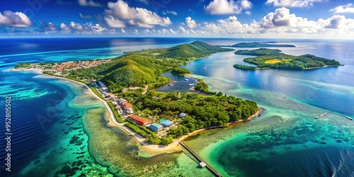 Roatan Island features reef-lined shores, coastal roads, and unique inland geography, showcasing its remarkable topography. photo