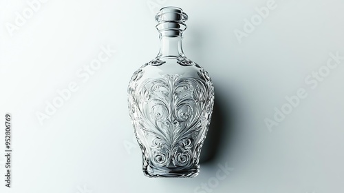 A beautifully crafted glass bottle with intricate floral designs, ideal for decoration or storage.