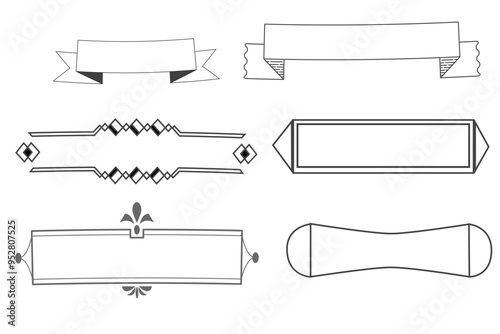 Conjunto de marcos y banners decorativos en estilo geométrico