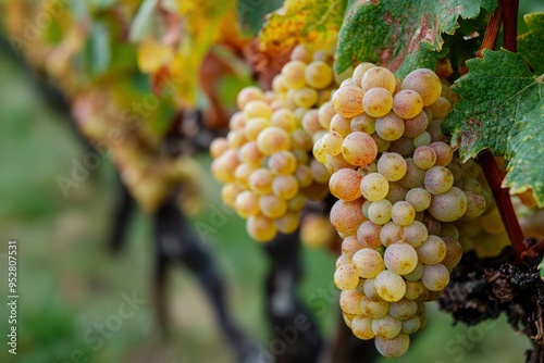 Pinot Gris grapes ready for harvest for wine production .generative ai