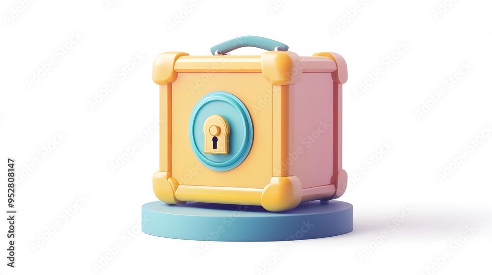 cartoon 3d icon of safe with lock. 3d illustration for finance and banking on white background. simple 3d rendering of safe on platform, white background
cartoon 3d icon of safe with lock. 3d illustration for finance and banking on white background. simple 3d rendering of safe on platform, white background