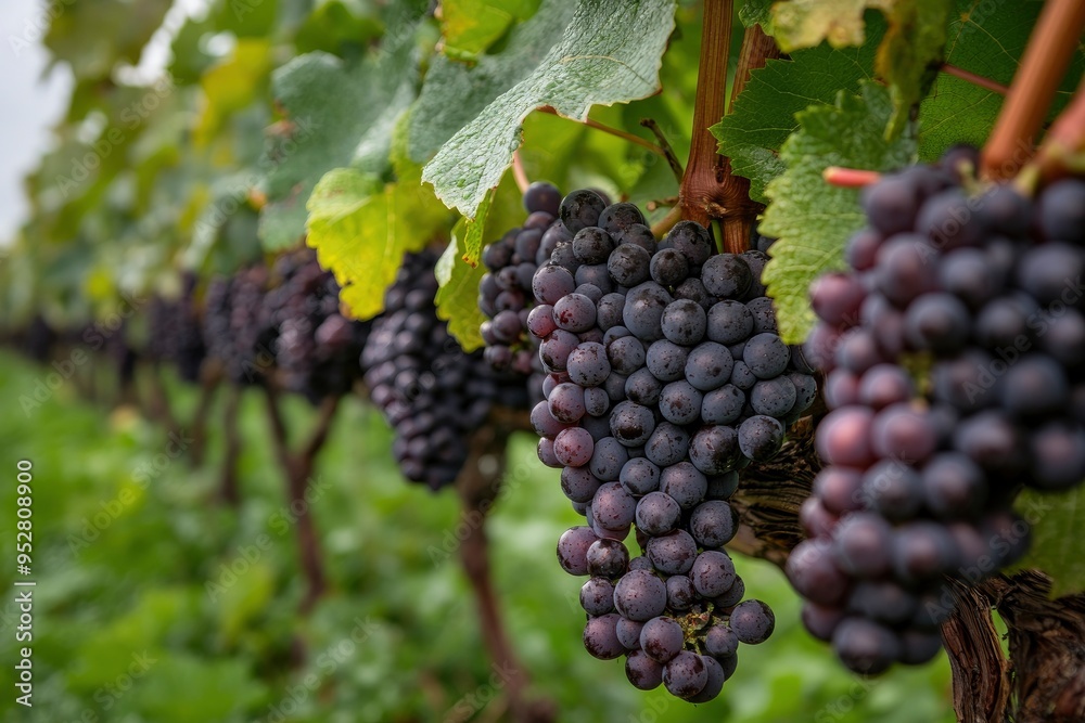 Pinot Gris grapes ready for harvest for wine production .generative ai Pinot Gris grapes ready for harvest for wine production .generative ai