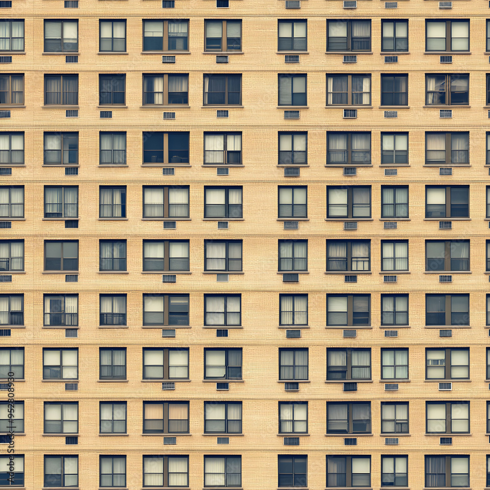 Fototapeta premium seamless building facade texture tile modern urban city concrete glass windows for surface mapping architecture game design 2d flat 