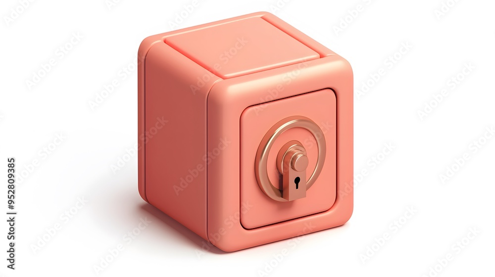 
cartoon 3d icon of safe with lock. 3d illustration for finance and banking on white background. simple 3d rendering of safe on platform, white background