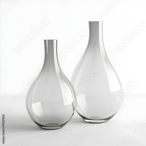 Elegant Glass Vases with Minimalist Design on White Background