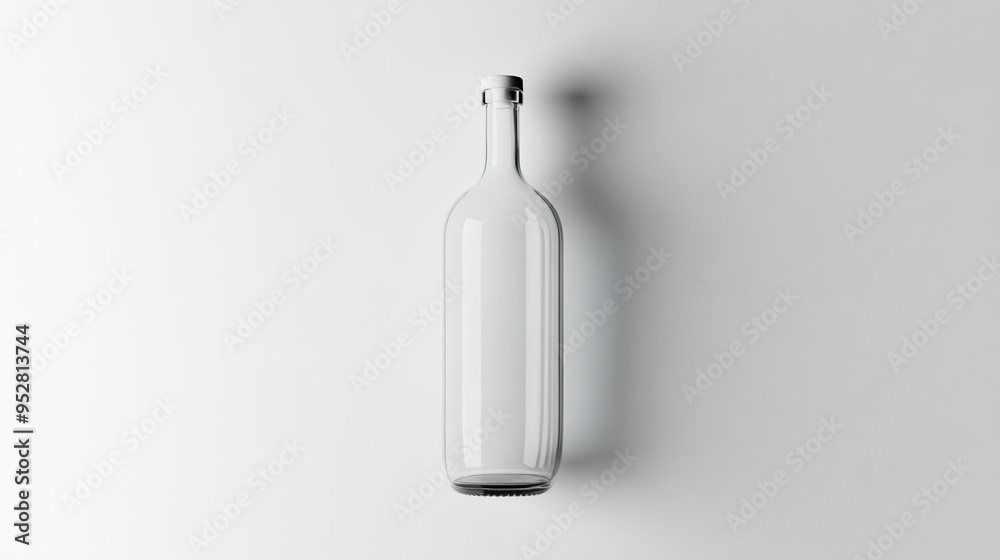 Fototapeta premium A clear glass bottle displayed against a minimalist background.