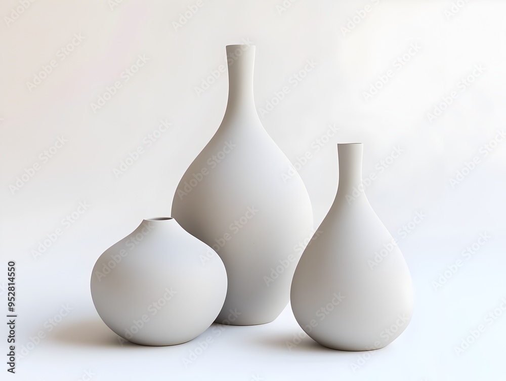 Minimalist Ceramic Vases with Sculptural Forms and Neutral Color Palette