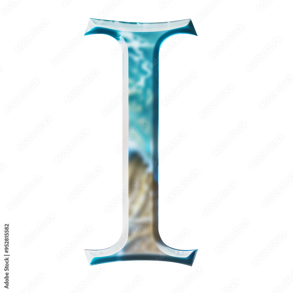 I alphabet beach style Realistic 3D on white background. Generative AI I alphabet beach style Realistic 3D on white background. Generative AI