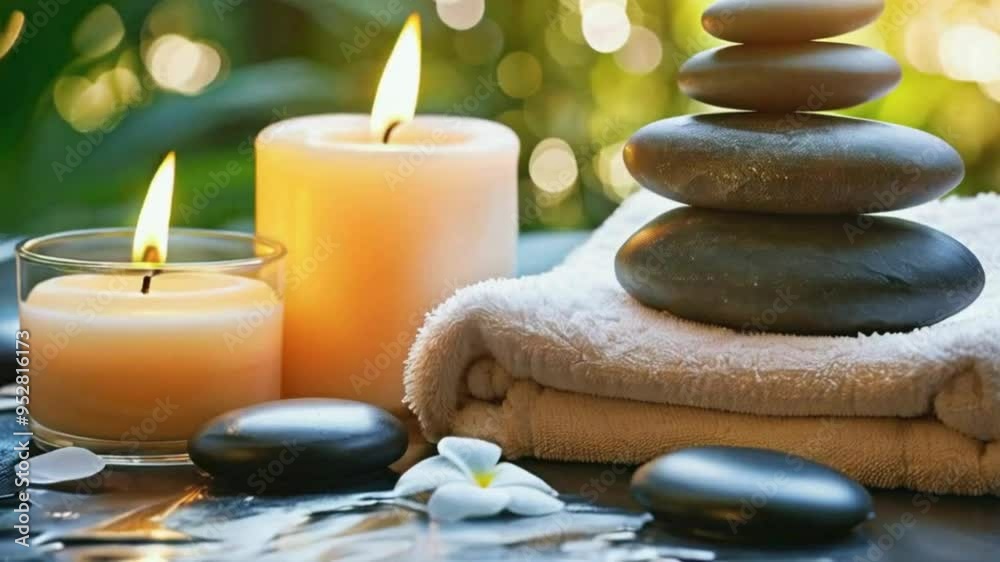 spa still life with stones and candles spa still life with stones and candles