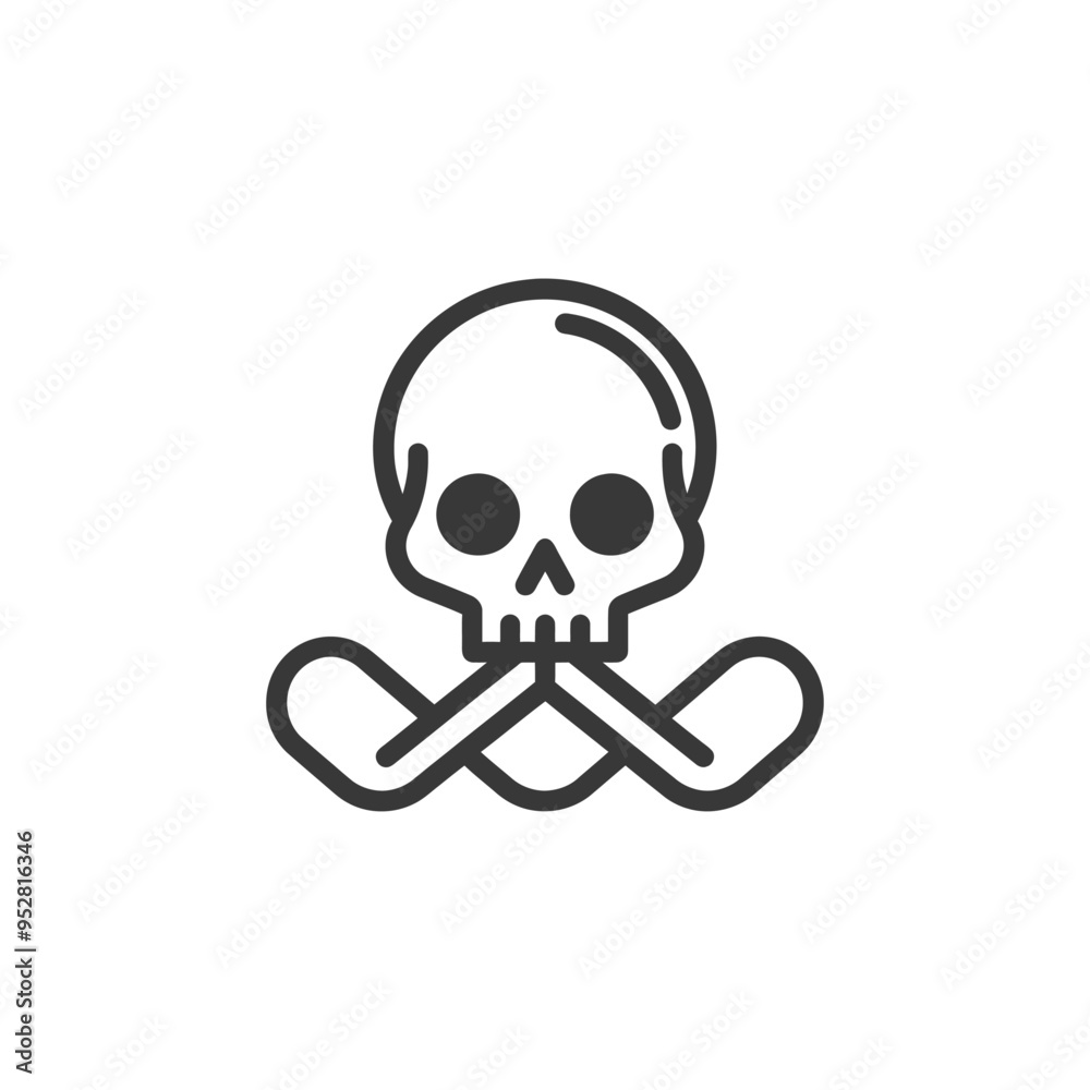 Skull with Two Crossed Hockey Sticks Skull with Two Crossed Hockey Sticks