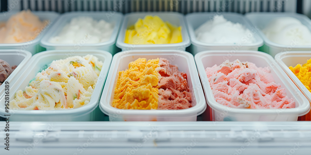 Ice Cream Chiller Displaying Various Flavours – Tempting Treats for Dessert Lovers Ice Cream Chiller Displaying Various Flavours – Tempting Treats for Dessert Lovers