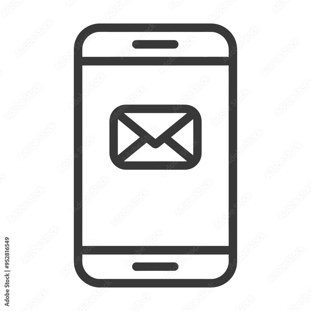 Smartphone with New Email Notification Icon Smartphone with New Email Notification Icon