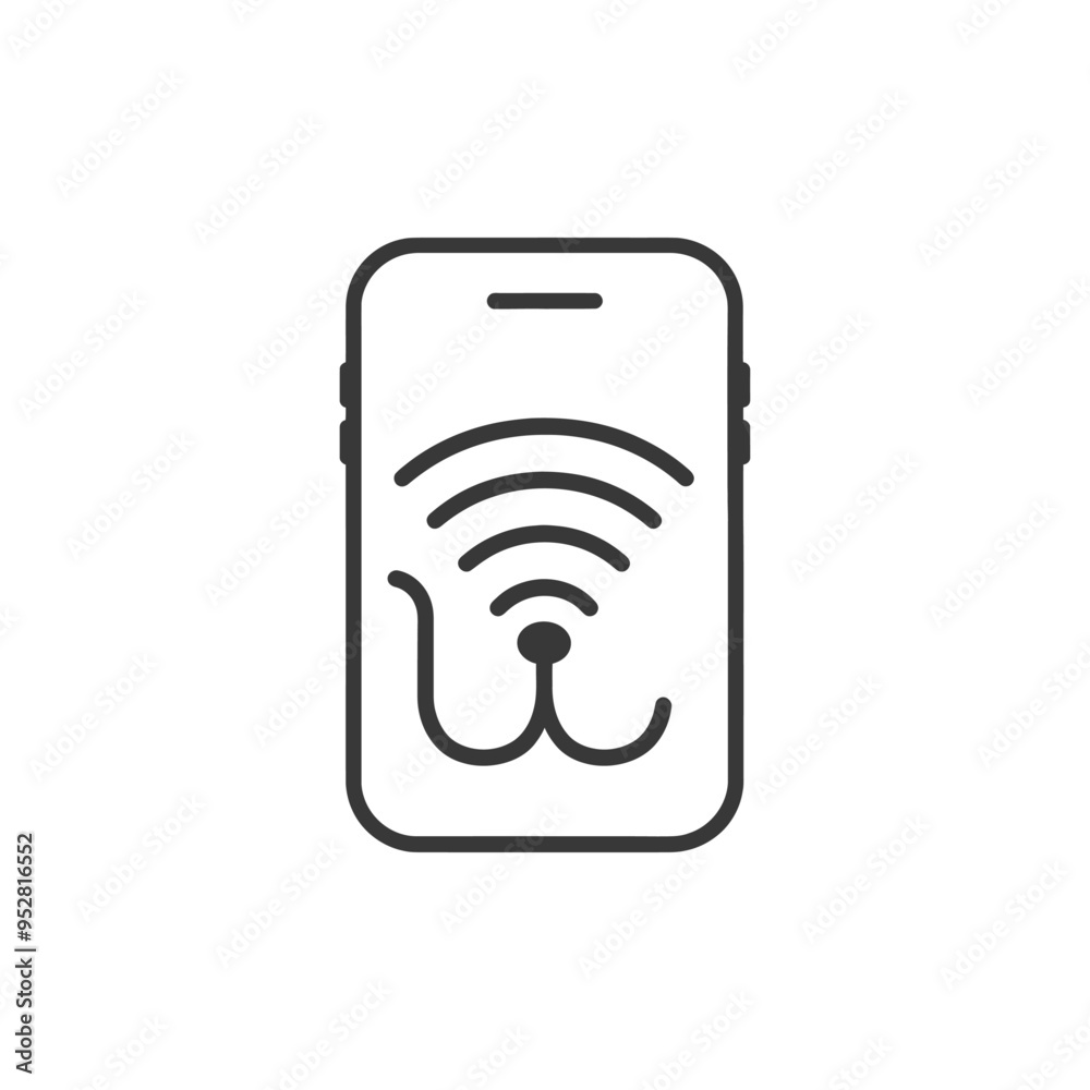 Smartphone with Wi Fi and Dog Paw Print Symbol Smartphone with Wi Fi and Dog Paw Print Symbol