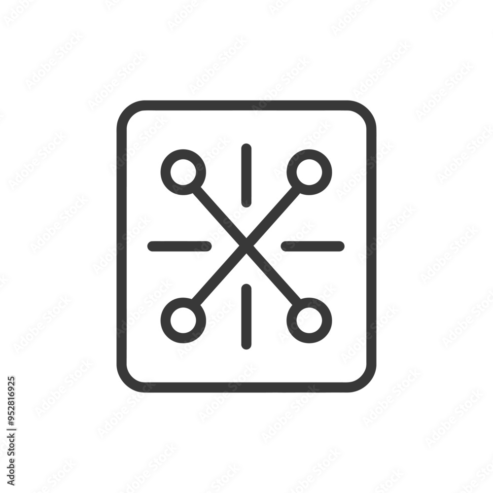 Square with four circles and connected lines Square with four circles and connected lines