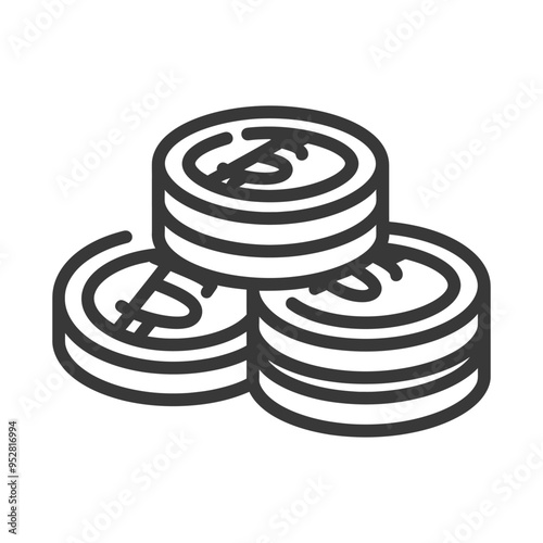Stack of Dollar Coins in Line Art