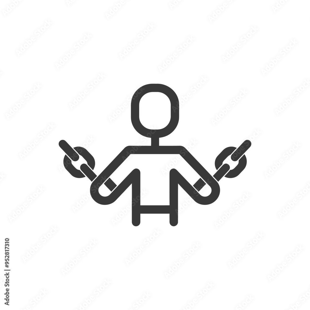Stick Figure Person Holding Two Linked Chains Stick Figure Person Holding Two Linked Chains