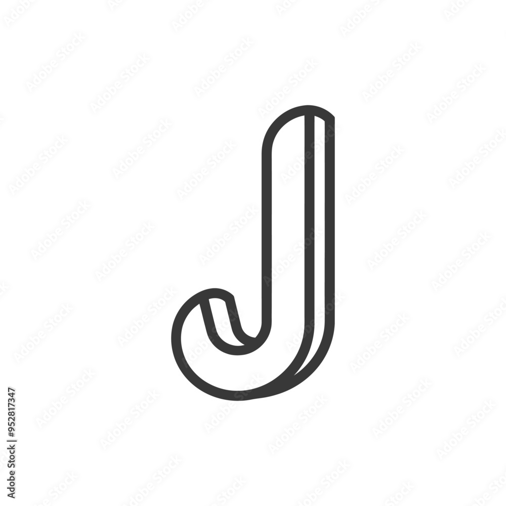 Stylized 3D Outline of the Letter J Stylized 3D Outline of the Letter J
