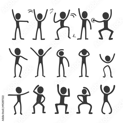 Stick Figures Engaging in Various Activities