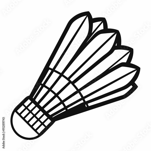 Minimalist Black Shuttlecock Line Art