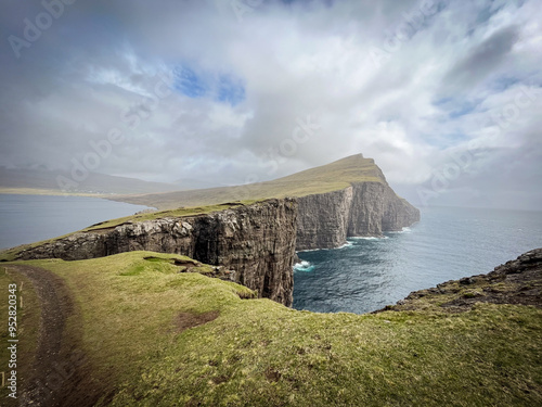 Sørvágsvatn, lake hanging above an ocean, Faroe Islands