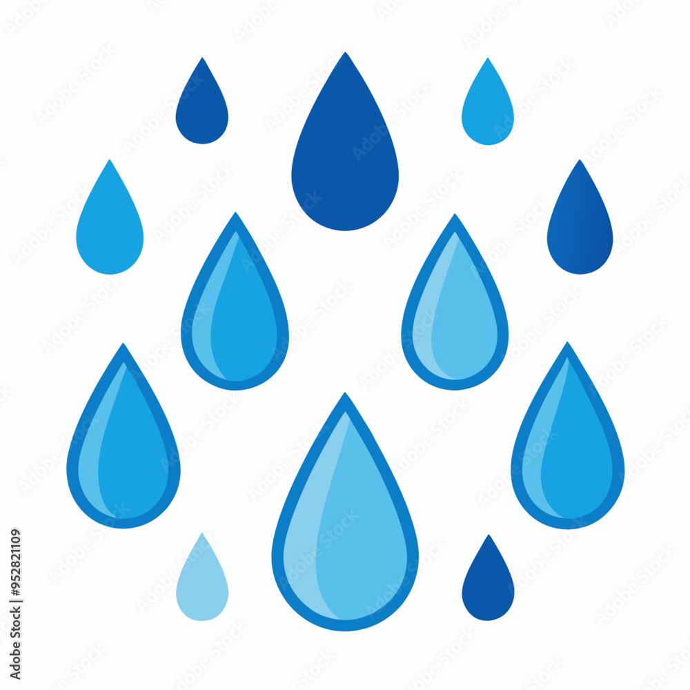Raindrop Pattern on White Vector Art