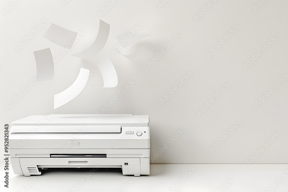 Printer Paper Flying in the Air – Dynamic Office Scene and Document Chaos Printer Paper Flying in the Air – Dynamic Office Scene and Document Chaos