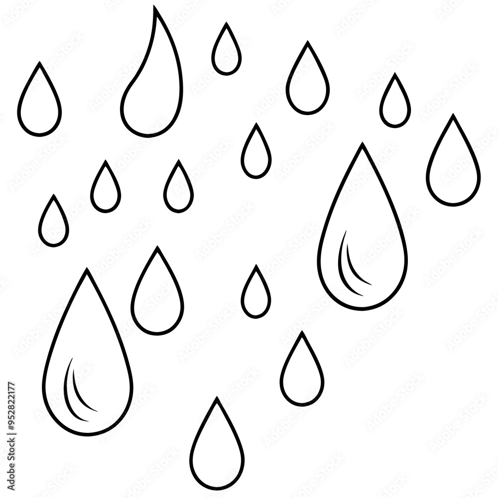 Raindrop Vector Art on White Raindrop Vector Art on White