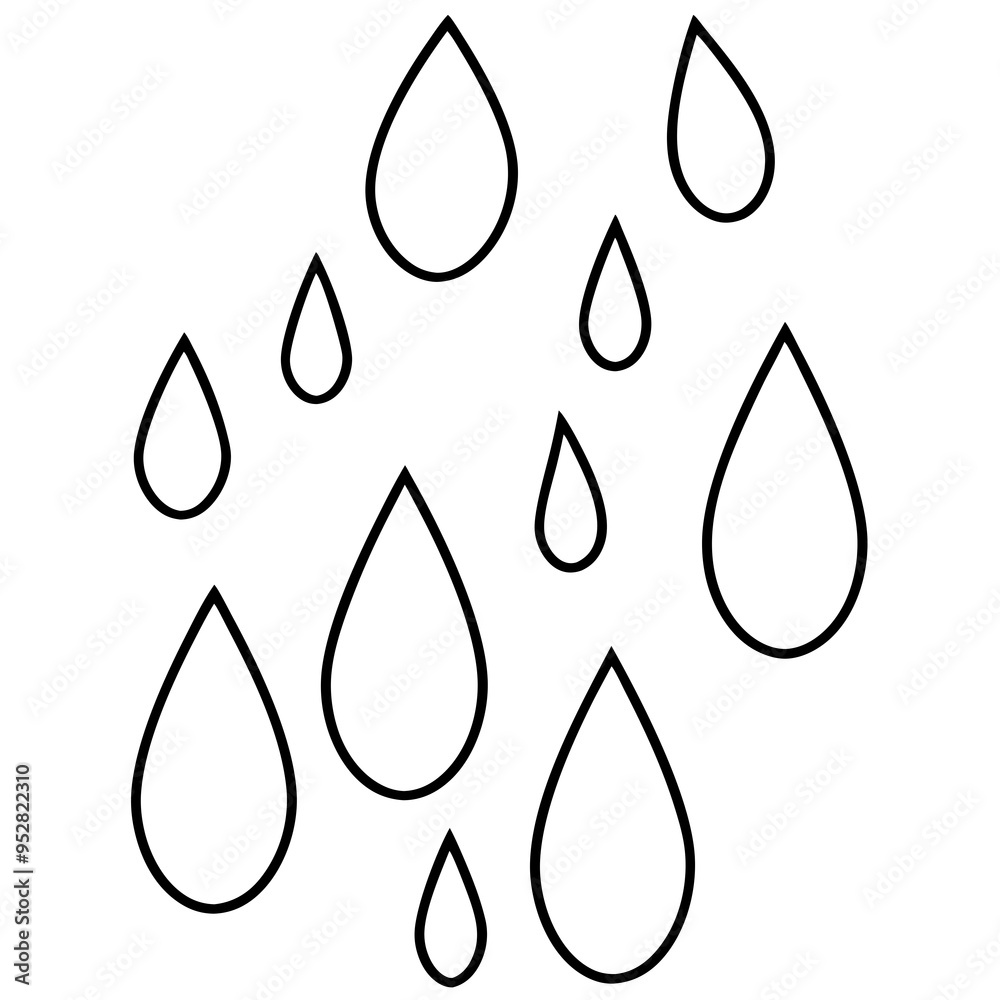 Raindrop Vector Art on White Raindrop Vector Art on White
