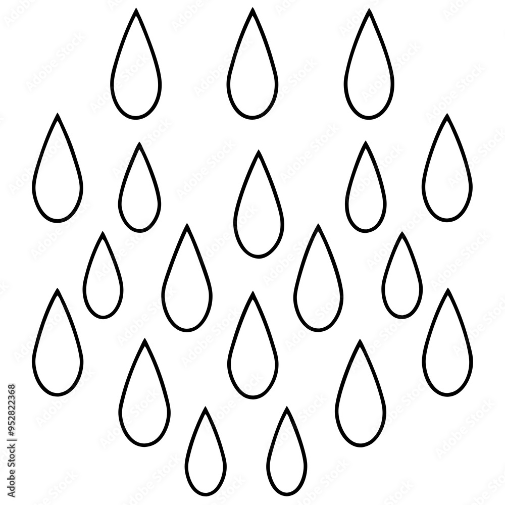 Raindrop Vector Art on White Raindrop Vector Art on White