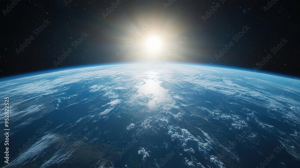 Fototapeta premium 4K Detail Realistic Breathtaking view of Earth from space, continents and oceans visible,