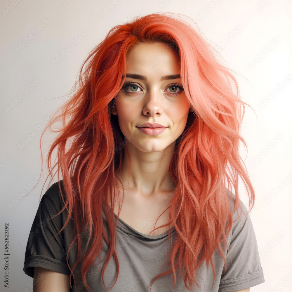 A woman with long red hair is posing for a picture A woman with long red hair is posing for a picture
