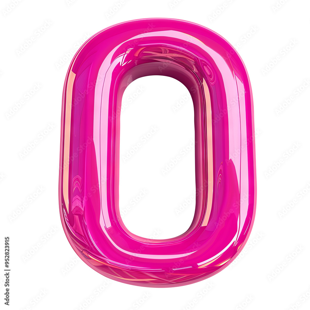 pink glossy 0 number alphabet Realistic 3D on white background. Generative AI pink glossy 0 number alphabet Realistic 3D on white background. Generative AI