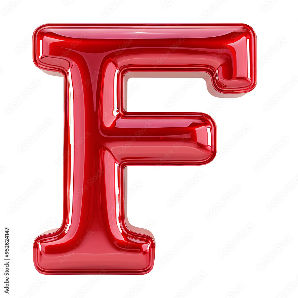 red glossy F alphabet Realistic 3D on white background. Generative AI red glossy F alphabet Realistic 3D on white background. Generative AI