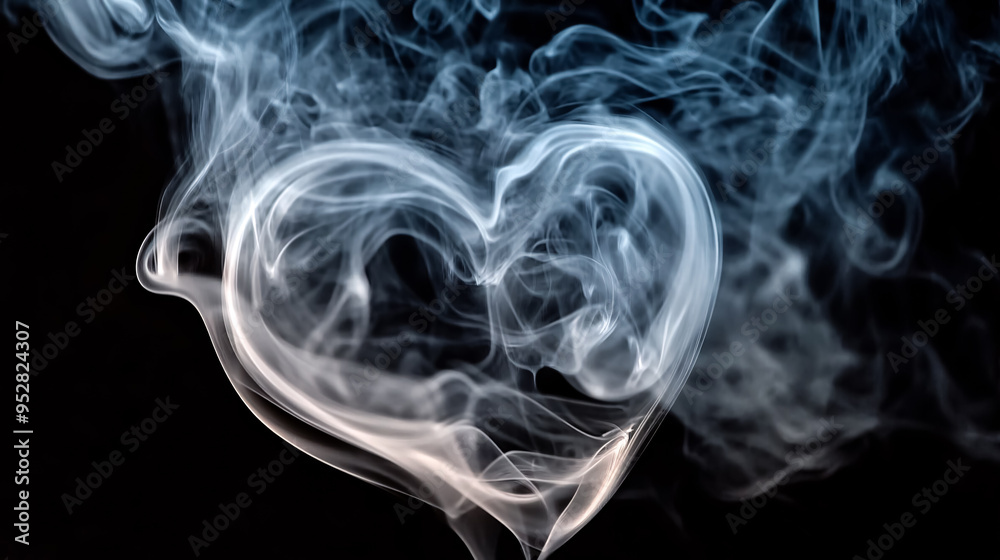 Smoke heart on a black background. Copy space for your text. Smoke heart on a black background. Copy space for your text.