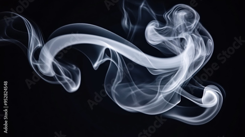 White smoke on black background. Abstract smoke isolated on black background.