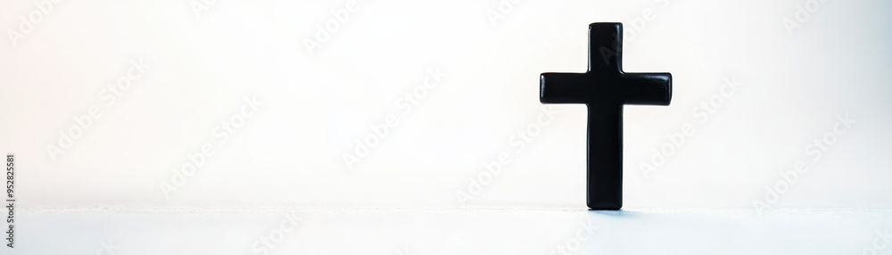 Simple, minimalist black cross against a plain white background symbolizing faith, spirituality, and Christianity. Perfect for religious themes. Simple, minimalist black cross against a plain white background symbolizing faith, spirituality, and Christianity. Perfect for religious themes.