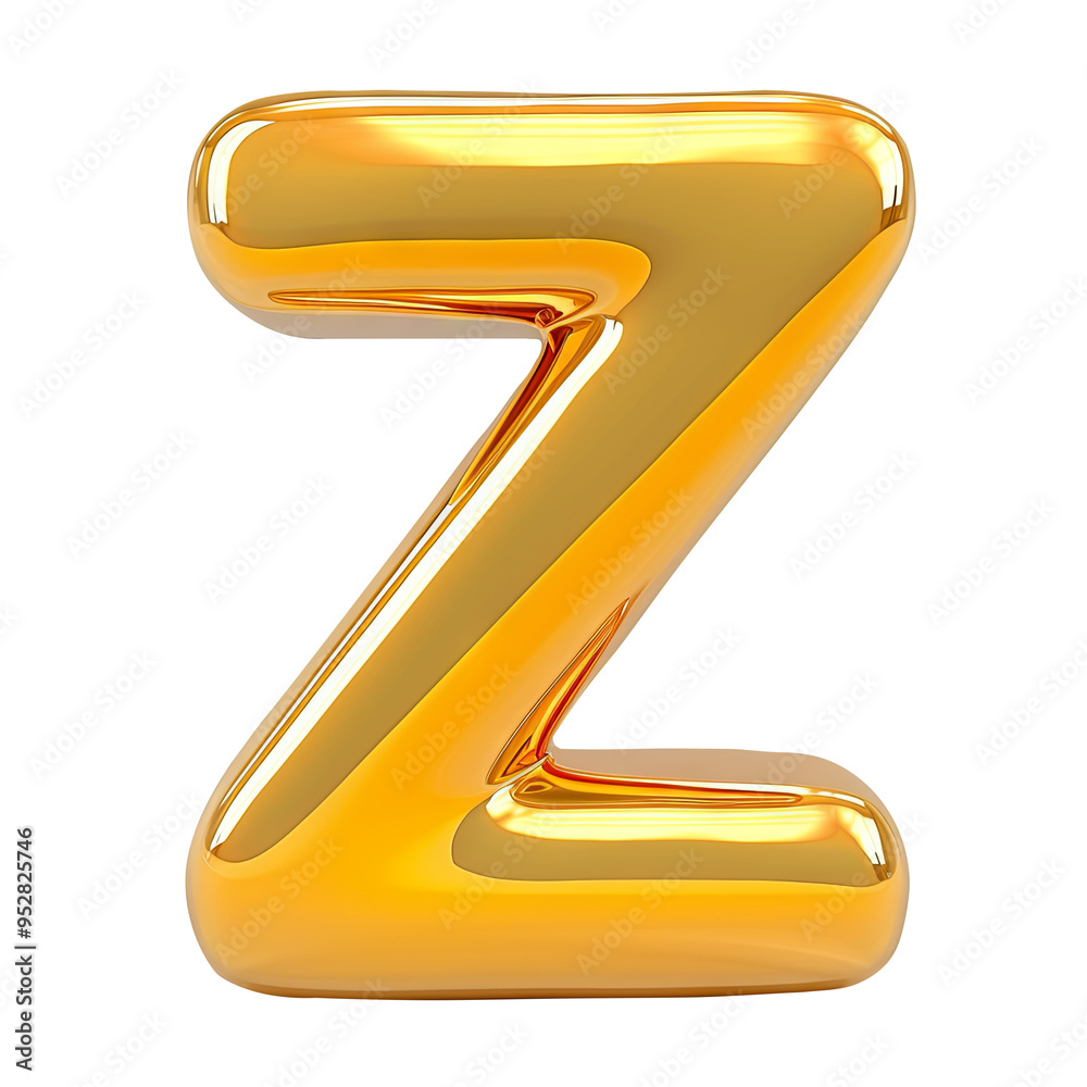 yellow glossy Z alphabet Realistic 3D on white background. Generative AI yellow glossy Z alphabet Realistic 3D on white background. Generative AI
