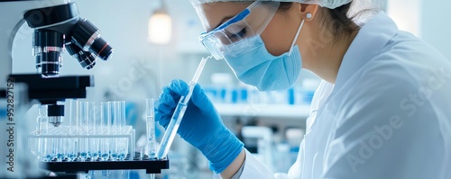 Lab technician preparing exosomes for targeted therapy applications, cell communication, therapeutic innovation