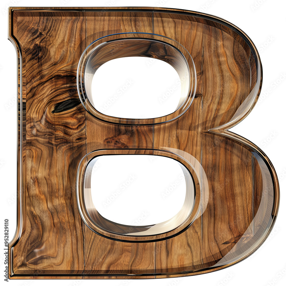 wood B alphabet Realistic 3D on white background. Generative AI wood B alphabet Realistic 3D on white background. Generative AI