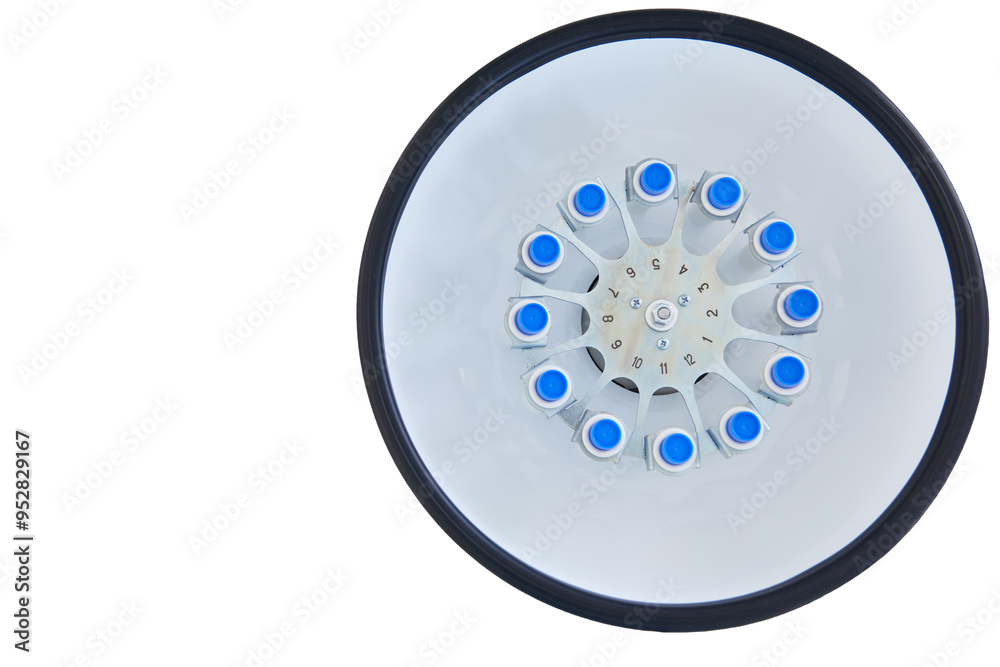 Platelet-Rich plasma preparation. Tubes with blood in Centrifuge. Platelet-Rich plasma preparation. Tubes with blood in Centrifuge.
