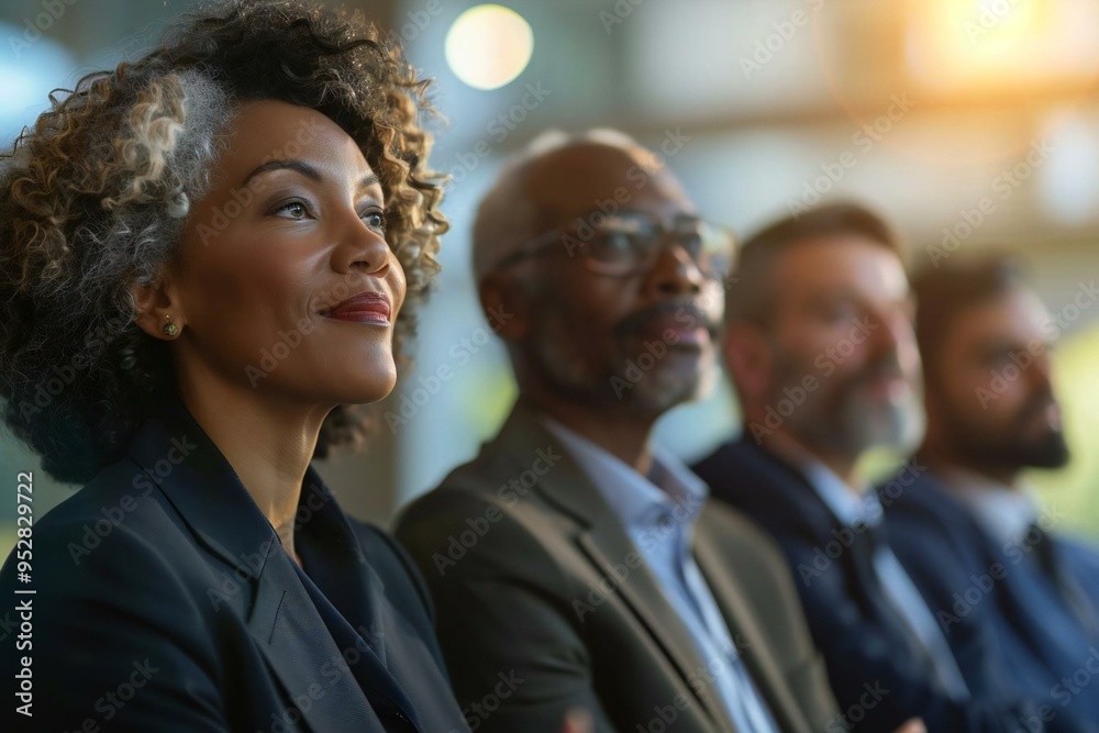 diverse group of successful business people engaged in a corporate lecture, asking questions and participating in a sales presentation. diverse group of successful business people engaged in a corporate lecture, asking questions and participating in a sales presentation.