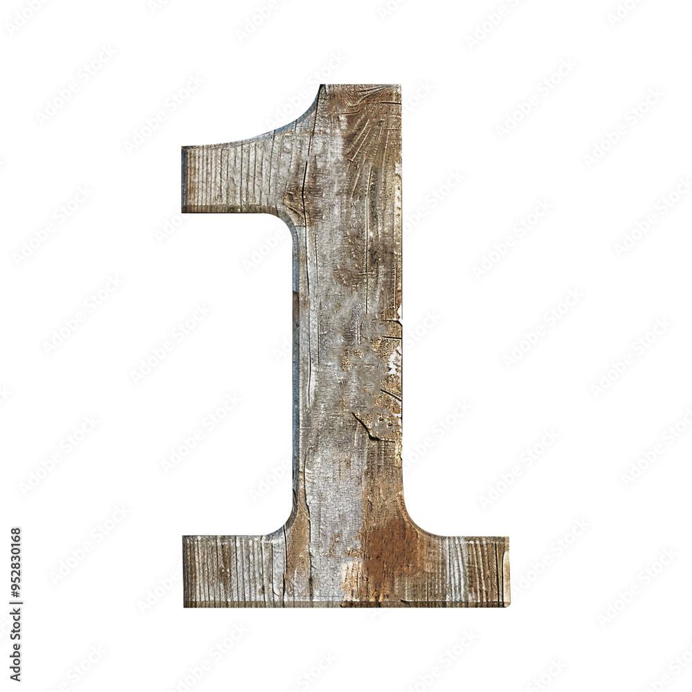 wood 1 number alphabet Realistic 3D on white background. Generative AI wood 1 number alphabet Realistic 3D on white background. Generative AI