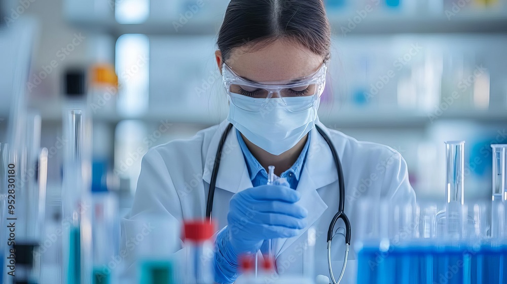 Researcher using biomarkers to assess therapeutic response, biomarker discovery, precision medicine Researcher using biomarkers to assess therapeutic response, biomarker discovery, precision medicine