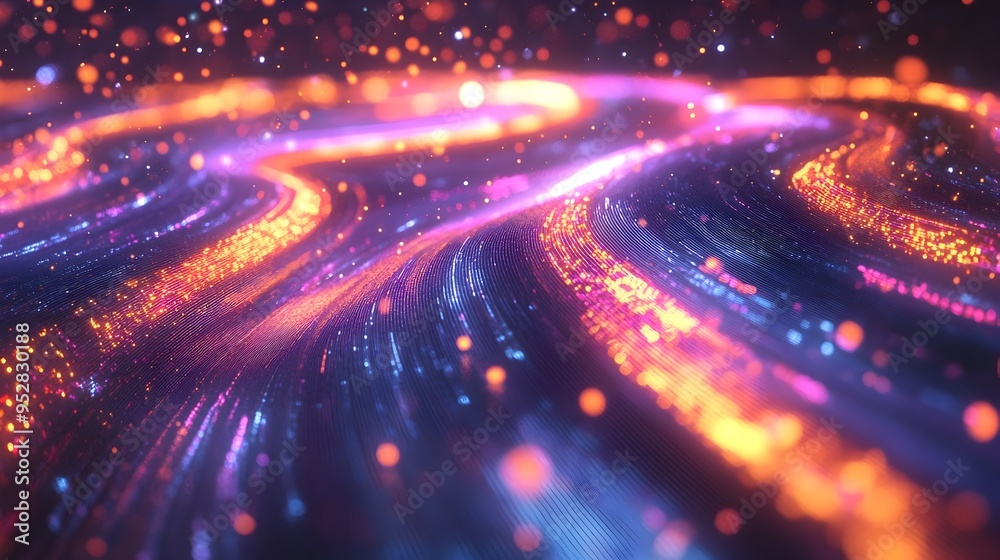 Fototapeta premium Vibrant Digital Data Stream Flowing Through Virtual Space