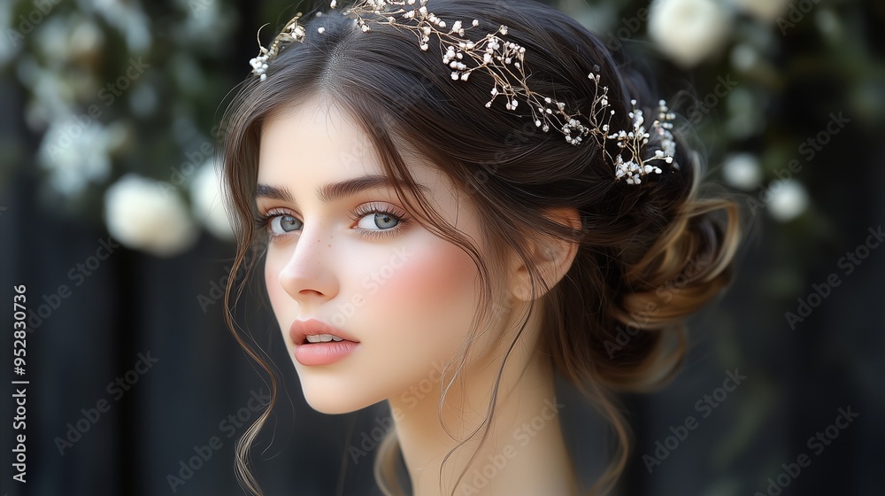 messy bun. beautiful delicate wedding hairstyle for a young bride. messy bun. beautiful delicate wedding hairstyle for a young bride.