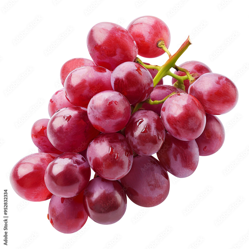 red grapes bunch isolated on white background. Generative AI red grapes bunch isolated on white background. Generative AI